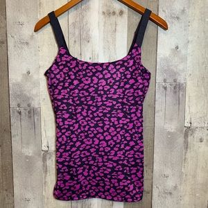 Lululemon Barre None Purple & Black Cheetah Tank